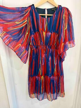 100% Silk Women's Dress Size Sm Collective Clothing Red Artsy, Eclectic, Unique